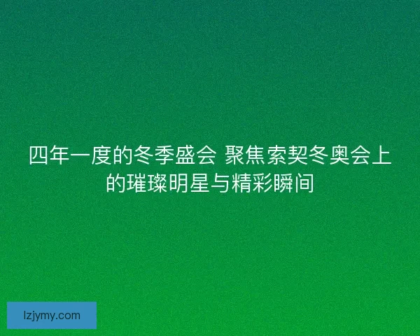 四年一度的冬季盛会 聚焦索契冬奥会上的璀璨明星与精彩瞬间